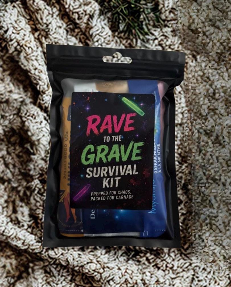 Rave Survival Kit | Festival Hangover Kit | Rave to the Grave Party Essentials | Clubbing Gift Bag