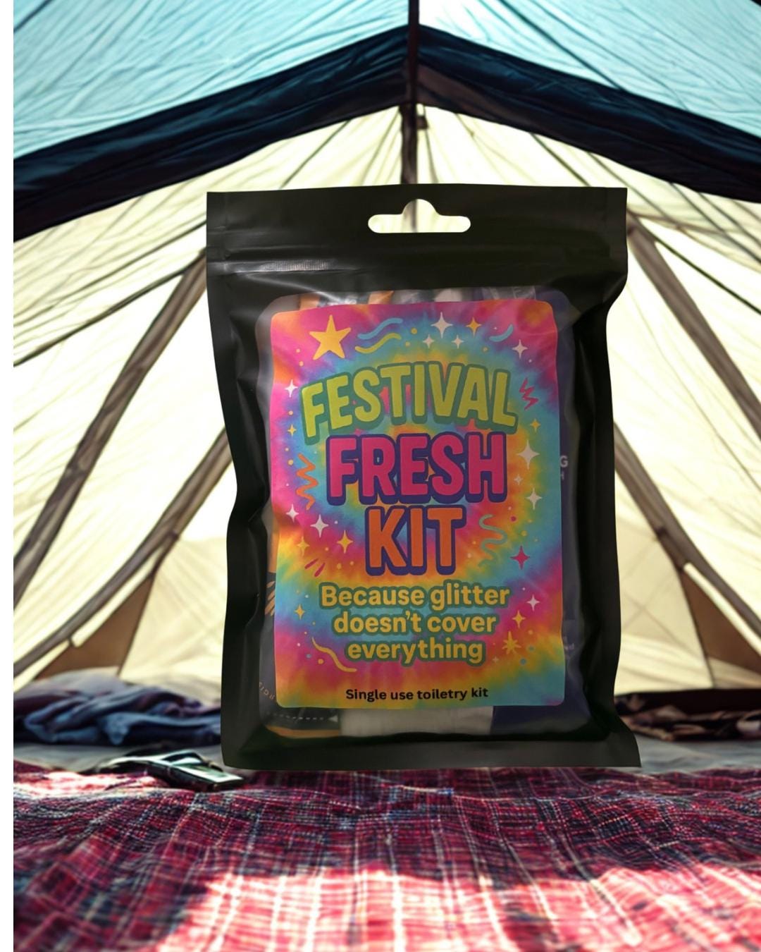 Festival Fresh Kit – Funny Festival Survival Pack | Travel-Size Toiletry Essentials | One-Use Hygiene Kit for Camping, Gigs & Parties