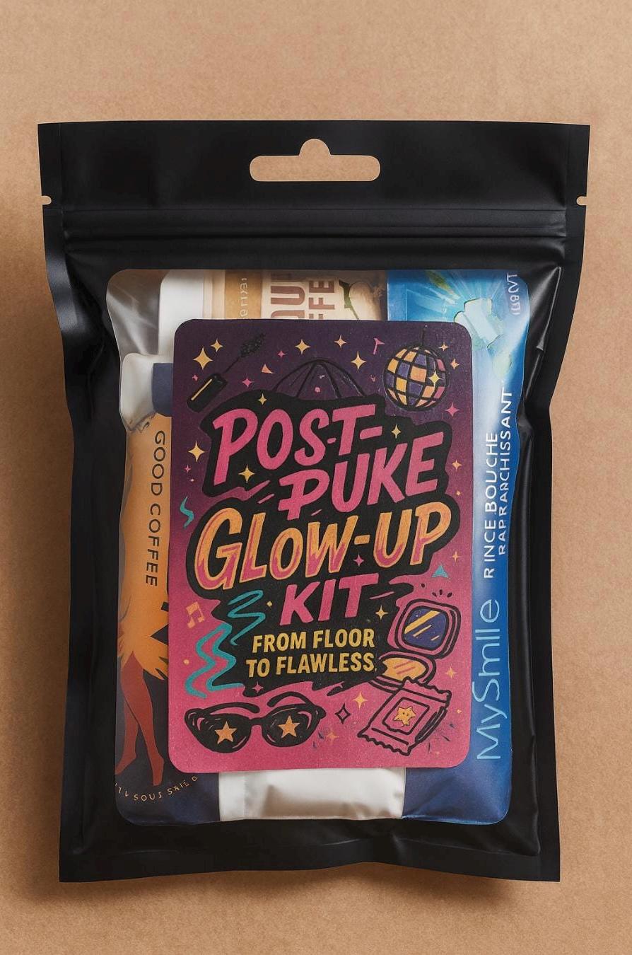 Post-Puke Glow-Up Kit | Funny Hangover Survival Bag | Party Recovery Essentials | Gift for Friends | Festival Weekend Kit