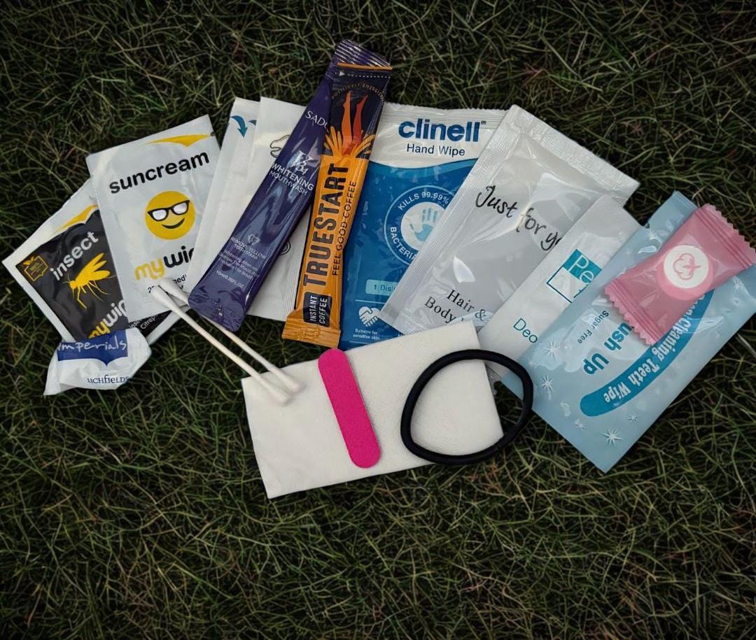 Festival Fresh Kit – Funny Festival Survival Pack | Travel-Size Toiletry Essentials | One-Use Hygiene Kit for Camping, Gigs & Parties