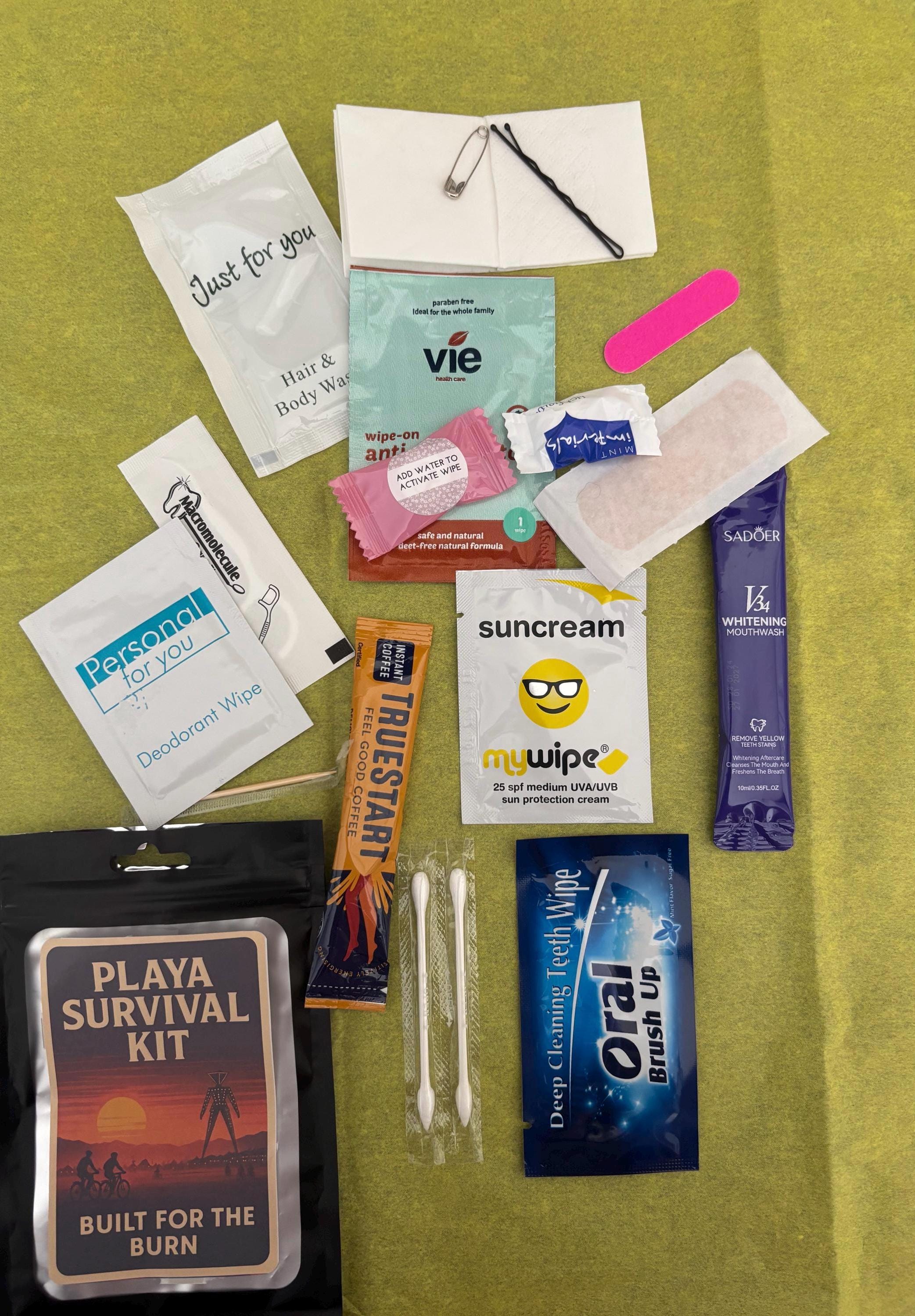 Playa Survival Kit – Burning Man Essentials Pack, Festival Emergency Kit, Dust-Proof Mini Travel Set, Gift for Burners, Desert Ready